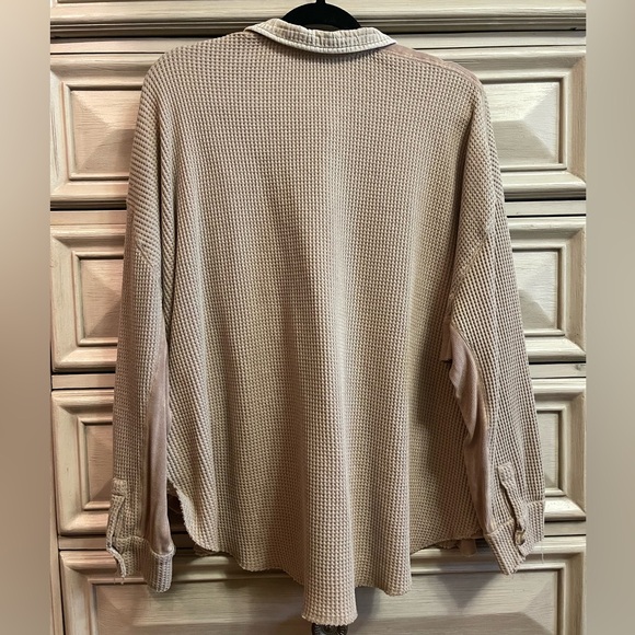Oversized Tan Waffle Knit Shacket - Picture 4 of 10